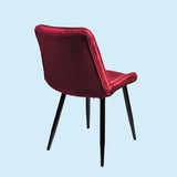 Zidle Helium Accent Dining Visitor Chair for Living Room| Bedroom | Restaurant | Made in Hard Press ply Velvet Back & Seat | Powder Coated Metal Taper Legs | 1 Step Assembly (Pink Velvet Set of 2)