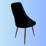 Zidle Helium Accent Dining Visitor Chair for Living Room| Bedroom | Restaurant | Made in Hard Press ply Velvet Back & Seat | Powder Coated Metal Taper Legs | Fully Assembled (Elite Black)