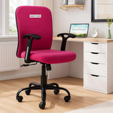 NEWTURN Rainbow Premium Velvet Mid Back Cushion Fixed Fiber Handle revolving Office Ergonomic Chair with Height Adjustment,Work from Home Chair| 1 Years Warranty | Pushback Mechanism (Velvet Black)