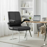 NEWTURN Maxson Mid Back Office Visitor Chair, Adjustable Flip-Up Handles, Synthetic Rexine, Ergonomic Reception Chair, 1 Year Warranty