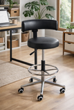 NEWTURN® Ketto Lab/ R&D / Counter kitchen high chair breakkfast Metal Stand Rolling Compact Chair Currency Velvet Metal Dining Chair|pre Assembled with 1 years Parts Replacement warranty
