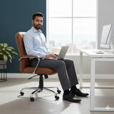 NEWTURN® Nexon Executive Office Chair, Mid Back Leatherette Ergonomic Home and Office