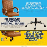 NEWTURN Beta Mid Back Office Chair, Brown Leatherette Ergonomic Design with Height Adjustment, Metal Chrome Base, 360° Swivel for Study and Work from Home & 1 yrs Parts Replc. Warranty