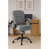 NEWTURN Gamma Mid Back Office Chair, Grey Leatherette Ergonomic Design with Height Adjustment, Metal Chrome Base, 360° Swivel for Study and Work from Home & 1 yrs Parts Replc. Warranty