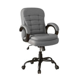 NEWTURN Gamma Mid Back Office Chair, Grey Leatherette Ergonomic Design with Height Adjustment, Metal Chrome Base, 360° Swivel for Study and Work from Home & 1 yrs Parts Replc. Warranty