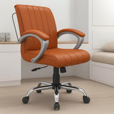 Linux Mid Back Office Home Desk Work Study Revolving Swivel Chair Faux Leather with pp Fibre armrest Cushion Tilting Mechanism tan Brown leeatherette 1 Year Warranty (tan Brown, mid Back)