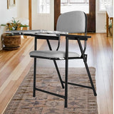 NEWTURN FURNIHUB Metal A1 Folding Desk Chair with Writing Pad for School, College, lab, Learning Center, Education Center, Classroom, Studyroom, Drawing Room 1 Year Warranty (Grey Fabric)
