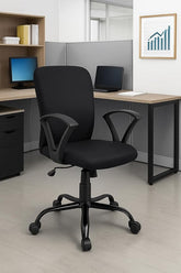 NEWTURN® Zebra Mid Back Cushion Ergonomic Office Executive Rolling Chair (Easy Assembly) with Heavy Duty Metal Stand with 2 Yrs Parts Replacement Warranty(Seat pushback Mechanism) (Black)