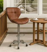 Zidle Cadbury Modern Bar Stools, Leather, Chrome Base with Wheels| Home| Cafe| Counter | Kitchen| Shop| Cash Counter (Apple Rust 1)