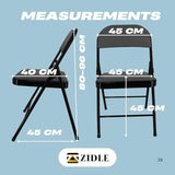 Zidle Neon Folding Metal Chair Multipurpose use for Home| Living Room| Study| Balcony| Kitchen| Made in mild Steel Powder Coated in Black seat Back Cushion (2, Black Plain, Leatherette)