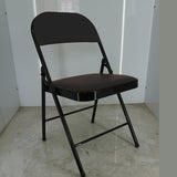 Zidle Neon Folding Metal Chair Multipurpose use for Home| Living Room| Study| Balcony| Kitchen| Made in mild Steel Powder Coated in Black seat Back Cushion (2, Black Plain, Leatherette)