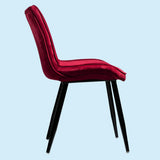 Zidle Helium Accent Dining Visitor Chair for Living Room| Bedroom | Restaurant | Made in Hard Press ply Velvet Back & Seat | Powder Coated Metal Taper Legs | 1 Step Assembly (Pink Velvet Set of 2)