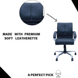NEWTURN Maxon Mid-Back (Pre-Assembled) Premium Leatherette Work from Home/Office/Desk/Computer/Study Chair with Heavy Metal Base, Adjustable Height Chair with 2 Yrs Parts replc. Wrty