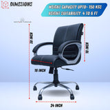 NEWTURN Maxon Mid-Back (Pre-Assembled) Premium Leatherette Work from Home/Office/Desk/Computer/Study Chair with Heavy Metal Base, Adjustable Height Chair with 2 Yrs Parts replc. Wrty