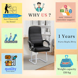 Rolex High Back Visitor Office Chair with Double Support Legs & Cushion Padded Handles, 150 kg Weight Capacity, Tiles Scratch Proof Plastic Bushes, 1...