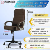 NEWTURN Rolex HIGH Back (Pre Assembled) with Heavy Duty Metal Stand Premium Leather Ergonomic Boss Revolving Chair with1 Years Warranty (Brown)