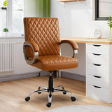 NEWTURN Beta Mid Back Office Chair, Brown Leatherette Ergonomic Design with Height Adjustment, Metal Chrome Base, 360° Swivel for Study and Work from Home & 1 yrs Parts Replc. Warranty