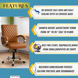 NEWTURN Beta Mid Back Office Chair, Brown Leatherette Ergonomic Design with Height Adjustment, Metal Chrome Base, 360° Swivel for Study and Work from Home & 1 yrs Parts Replc. Warranty