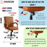 NEWTURN Beta Mid Back Office Chair, Brown Leatherette Ergonomic Design with Height Adjustment, Metal Chrome Base, 360° Swivel for Study and Work from Home & 1 yrs Parts Replc. Warranty