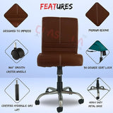 NEWTURN® Maxson ARMLESS (PRE-Assembled) with Heavy Duty Metal Stand Ergonomic Premium Leather Revolving Office Chair with 1 Years Warranty(TILT Pushback Mechanism) (Dark Brown)