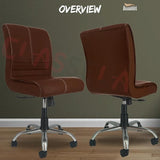 NEWTURN® Maxson ARMLESS (PRE-Assembled) with Heavy Duty Metal Stand Ergonomic Premium Leather Revolving Office Chair with 1 Years Warranty(TILT Pushback Mechanism) (Dark Brown)