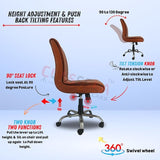 NEWTURN® Maxson ARMLESS (PRE-Assembled) with Heavy Duty Metal Stand Ergonomic Premium Leather Revolving Office Chair with 1 Years Warranty(TILT Pushback Mechanism) (Dark Brown)