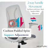 NEWTURN Cosmos Mid-Back Mesh Ergonomic revolving(pre-Assembled) Work from Home/Office/Mesh/WFH/Desk/Computer Chair with Adjustable Lumbar Support/Slider Handles & 2 Yrs Parts Replc. Wrty (White)