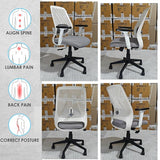 NEWTURN Cosmos Mid-Back Mesh Ergonomic revolving(pre-Assembled) Work from Home/Office/Mesh/WFH/Desk/Computer Chair with Adjustable Lumbar Support/Slider Handles & 2 Yrs Parts Replc. Wrty (White)