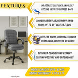 NEWTURN Gamma Mid Back Office Chair, Grey Leatherette Ergonomic Design with Height Adjustment, Metal Chrome Base, 360° Swivel for Study and Work from Home & 1 yrs Parts Replc. Warranty