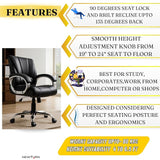 NEWTURN Alpha Mid Back Office Chair, Black Leatherette Ergonomic Design with Height Adjustment, Metal Chrome Base, 360° Swivel for Study and Work from Home & 1 yrs Parts Replc. Warranty