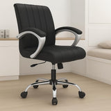 Linux Mid Back Office Home Desk Work Study Revolving Swivel Chair Faux Leather with pp Fibre armrest Cushion Tilting Mechanism tan Brown leeatherette 1 Year Warranty (tan Brown, mid Back)