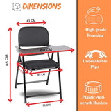 NEWTURN FURNIHUB Metal A1 Folding Desk Chair with Writing Pad for School, College, lab, Learning Center, Education Center, Classroom, Studyroom, Drawing Room 1 Year Warranty (Grey Fabric)