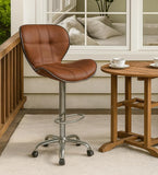 Zidle Cadbury Modern Bar Stools, Leather, Chrome Base with Wheels| Home| Cafe| Counter | Kitchen| Shop| Cash Counter (Apple Rust 1)