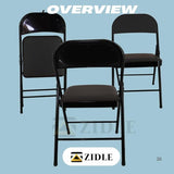 Zidle Neon Folding Metal Chair Multipurpose use for Home| Living Room| Study| Balcony| Kitchen| Made in mild Steel Powder Coated in Black seat Back Cushion (2, Black Plain, Leatherette)