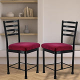 Zidle Asphalt pre Assembled Set of 2 Dining Visitor Extra Support Leatherette seat Cushion Chair for Living Room| Home | Restaurant |Powder Coated Metal Legs (2, Brown, Black Coated Frame)